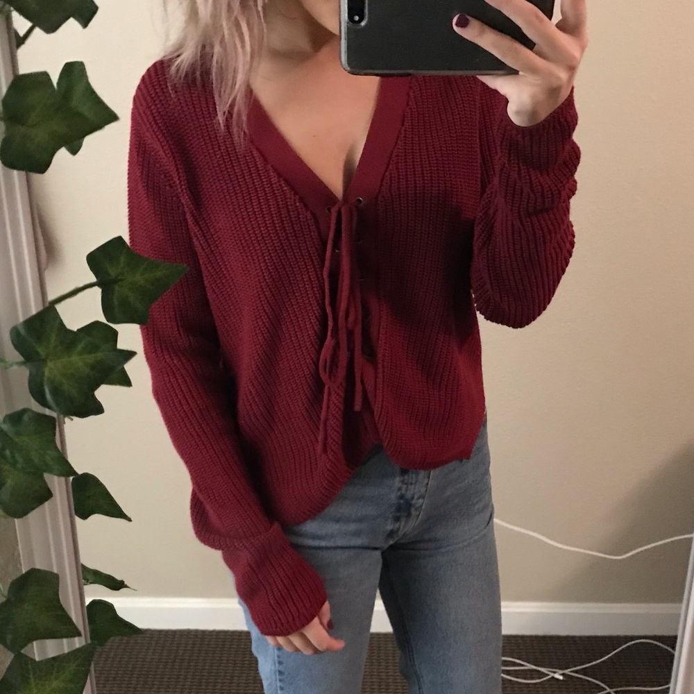 Lace up sweater